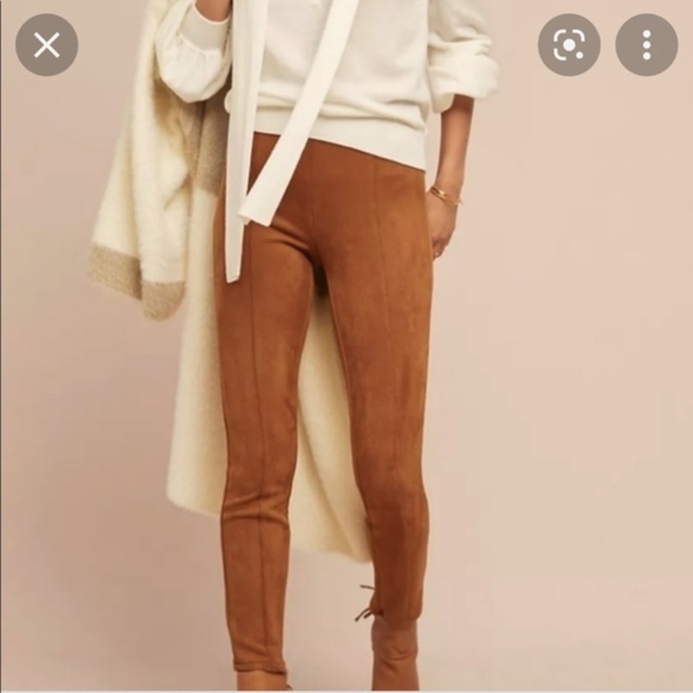 ANTHROPOLOGIE‎ Brown Faux Suede Pull on Pants Sz 27